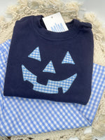 Blue Gingham Jack-O-Lantern