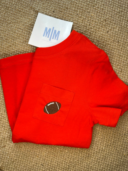 Football Red Pocket Tee