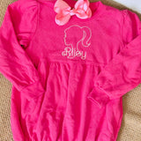 Hot Pink Embroidered Bubble Sweatshirt