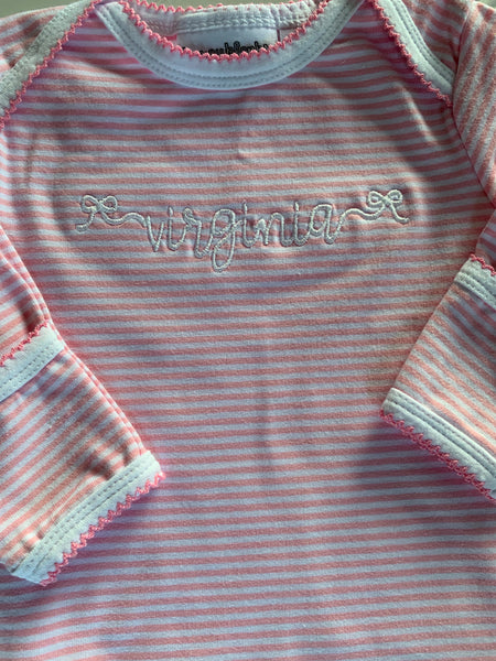 Pink & White Stripe Baby Gown