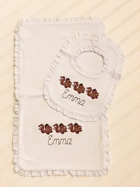 Ruffle Bib & Burp Set